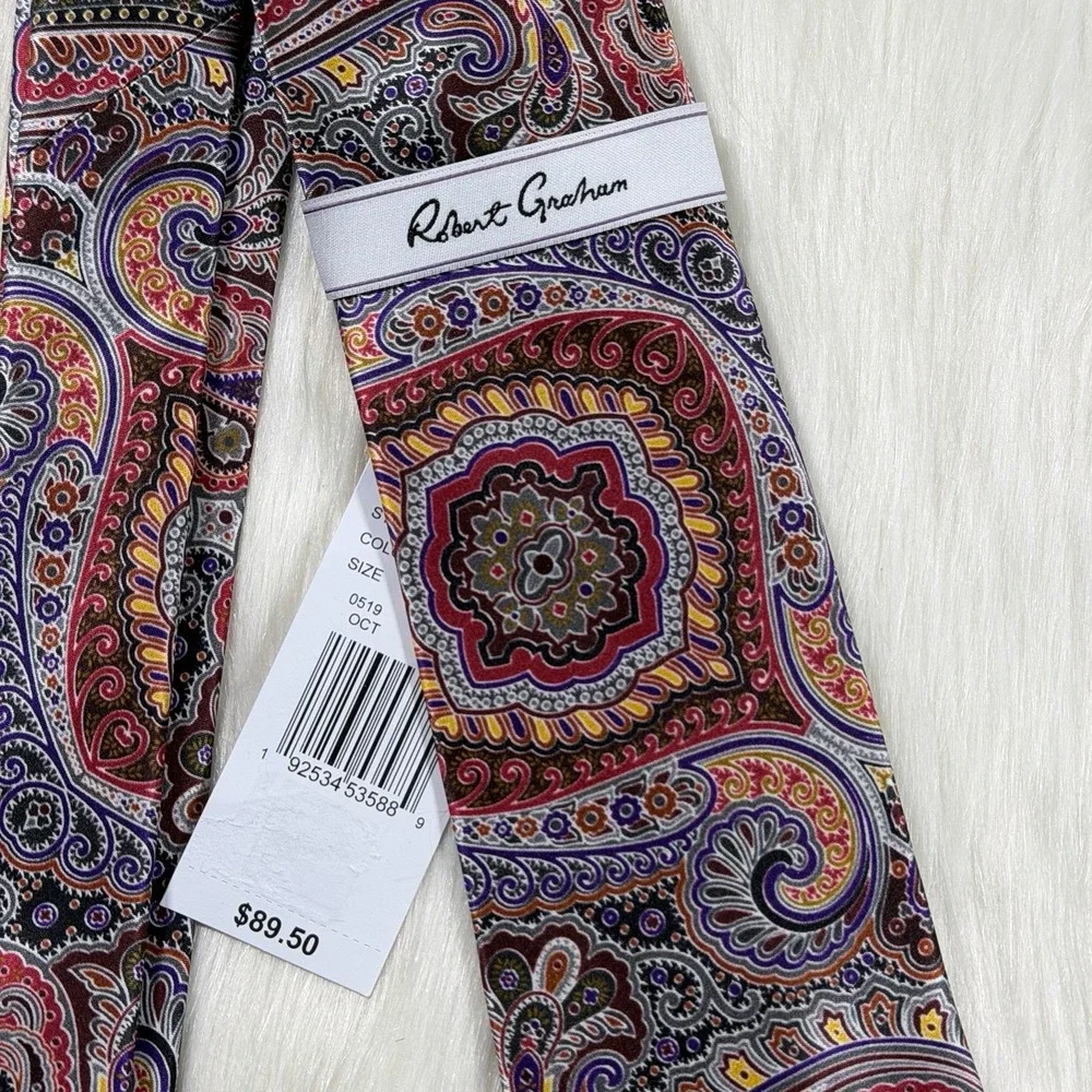 Robert Graham Men's Multicolor Paisley 100% Silk Necktie Tie